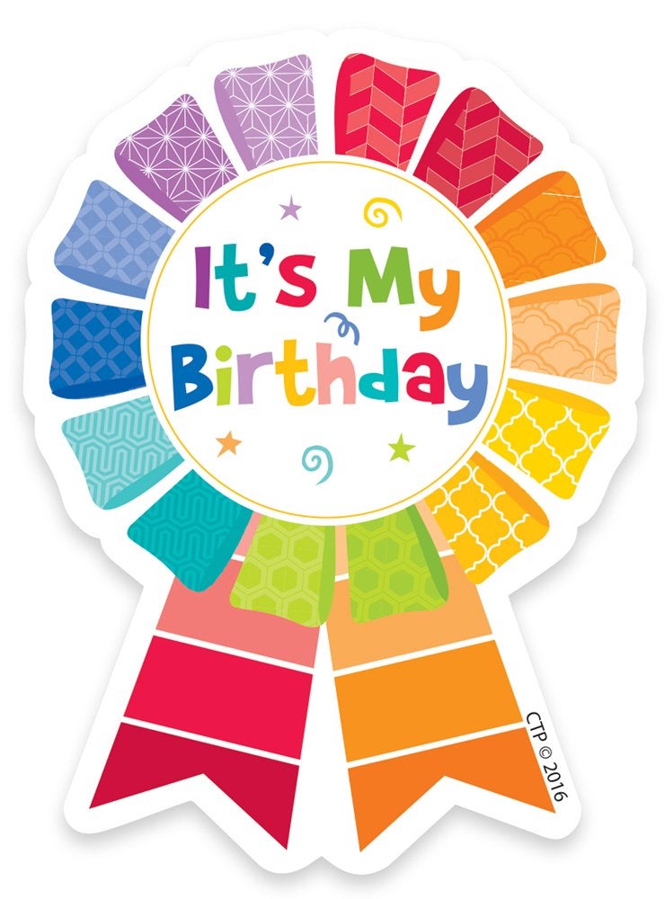 Creative Teaching Press CTP Painted Palette Happy Birthday Badge, Set of 36, 3" x 3 .5" Each (Creative Teaching Press 1066) - Image 1